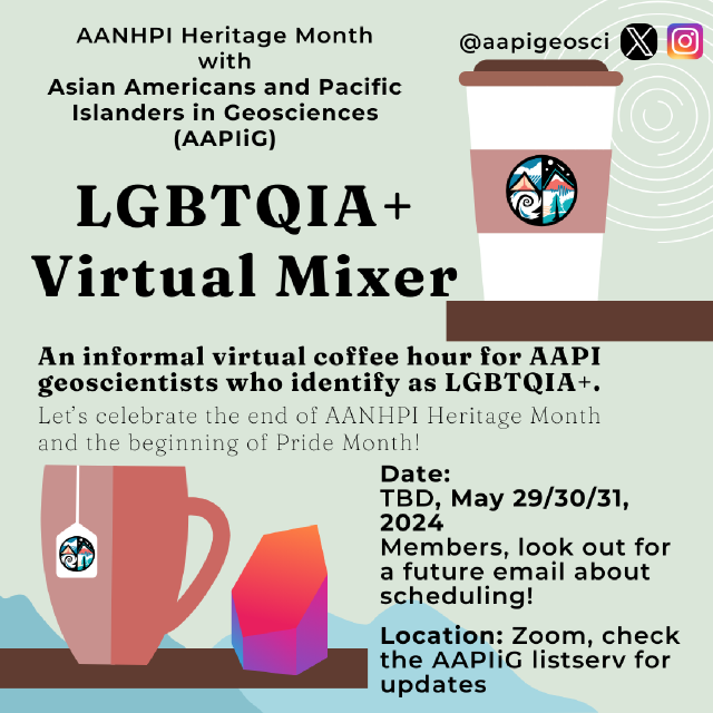 Image showing information for May 2024 LGBTQIA+ mixer.